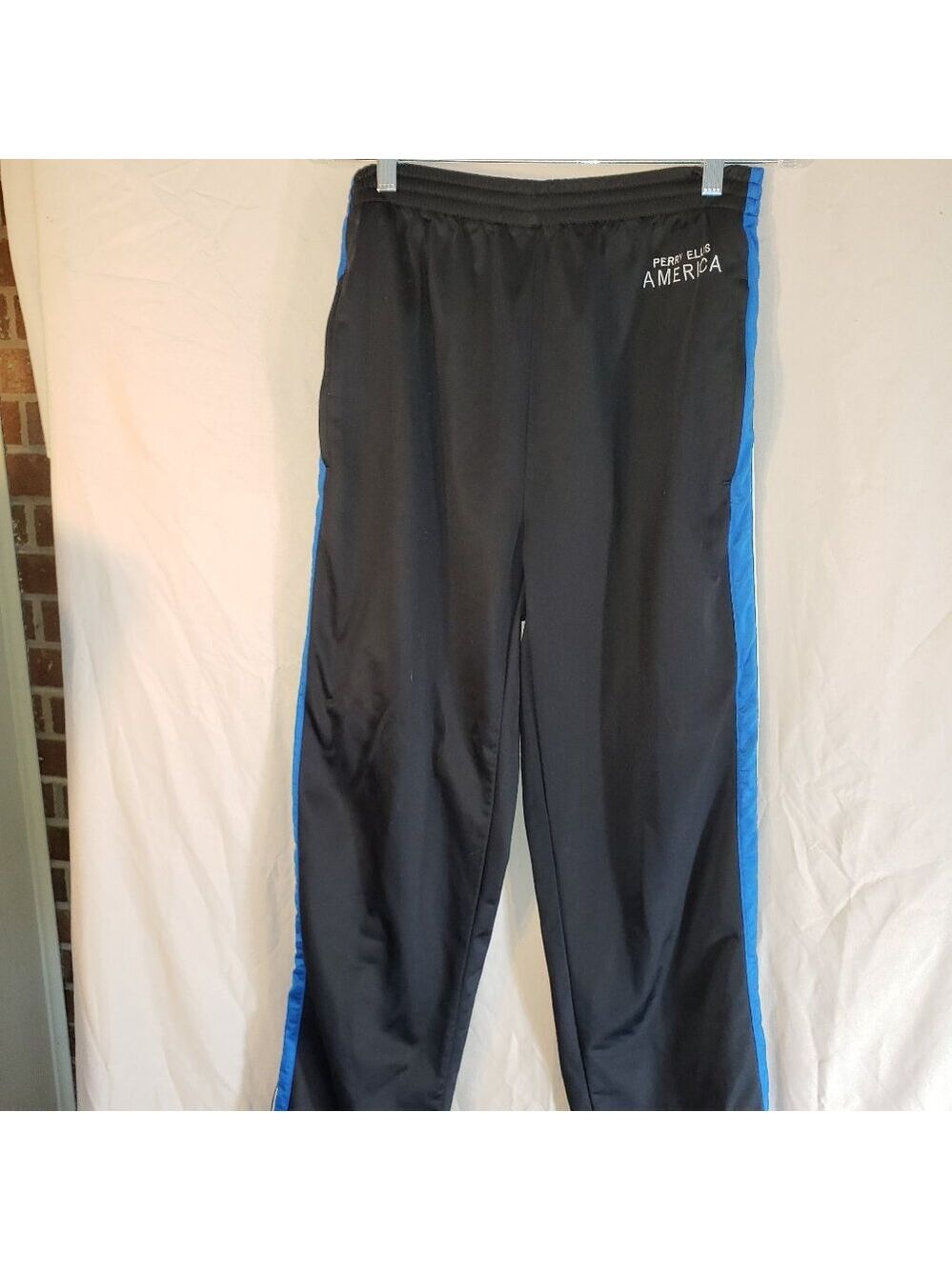 Perry Ellis Active Black & Blue Track Pants Size S
